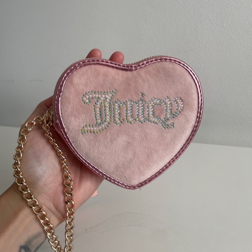 Juicy Couture Pink Heart-Shaped Bag Coin Purse Wallet Card Holder